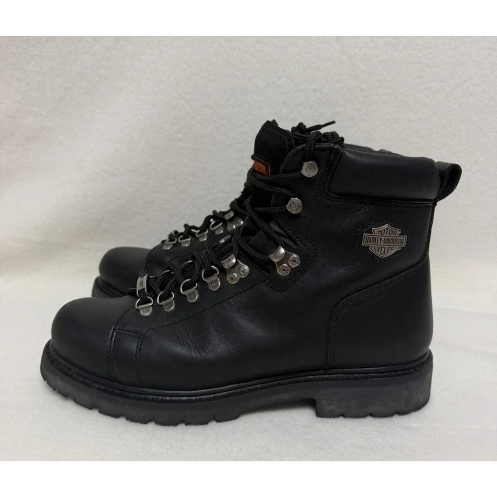 Harley Davidson Dipstick Men's Black Leather Motorcycle Riding Boots Size 10.5